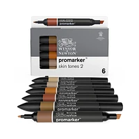 6-Piece Double-Tip Promarker Marker Set in Skin Tones