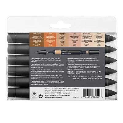 6-Piece Double-Tip Promarker Marker Set in Skin Tones