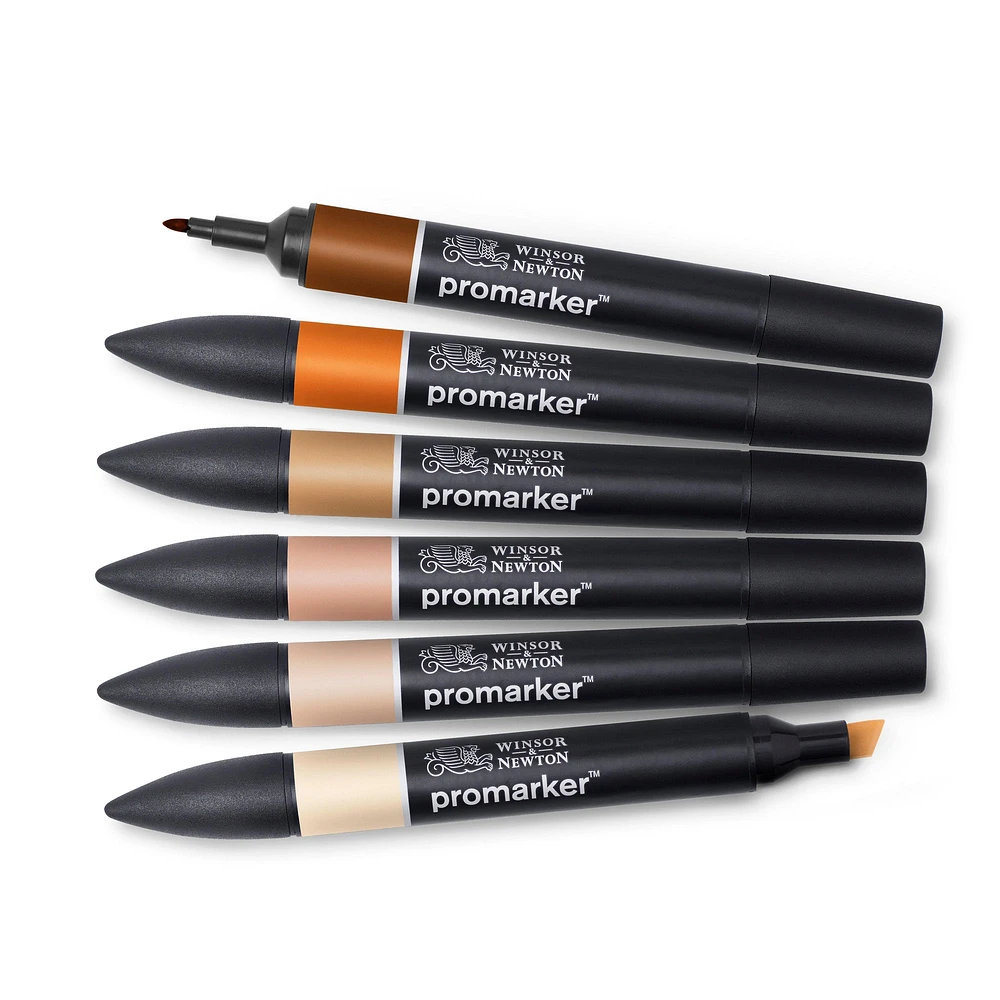 6-Piece Double-Tip Promarker Marker Set in Skin Tones