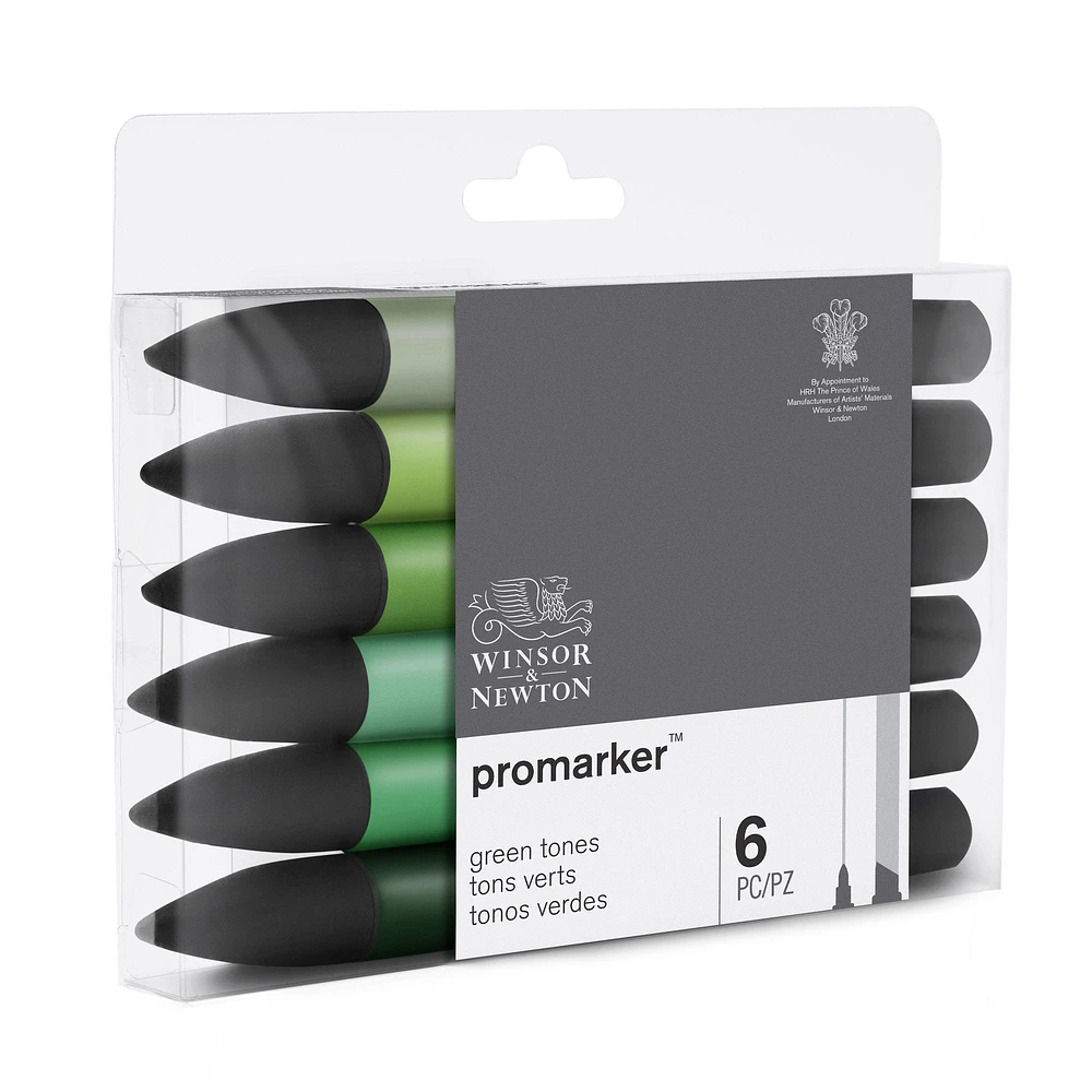 6-Piece Double-Tip Promarker Marker Set - Green Tones