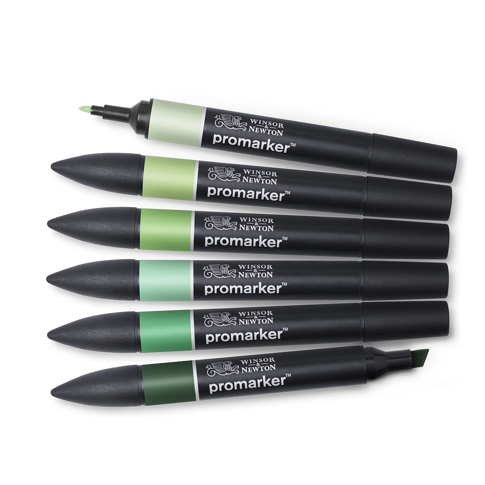 6-Piece Double-Tip Promarker Marker Set - Green Tones