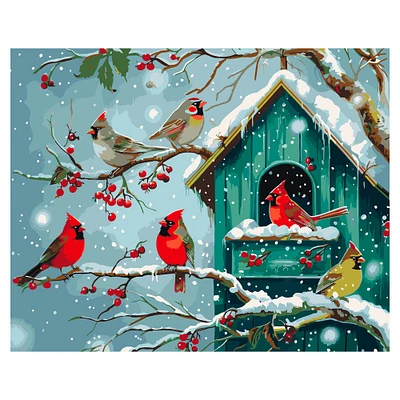 Paint by Numbers - "Snowy Cardinal Cottage"