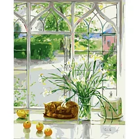 Paint by Numbers - Irises and Sleeping Cat