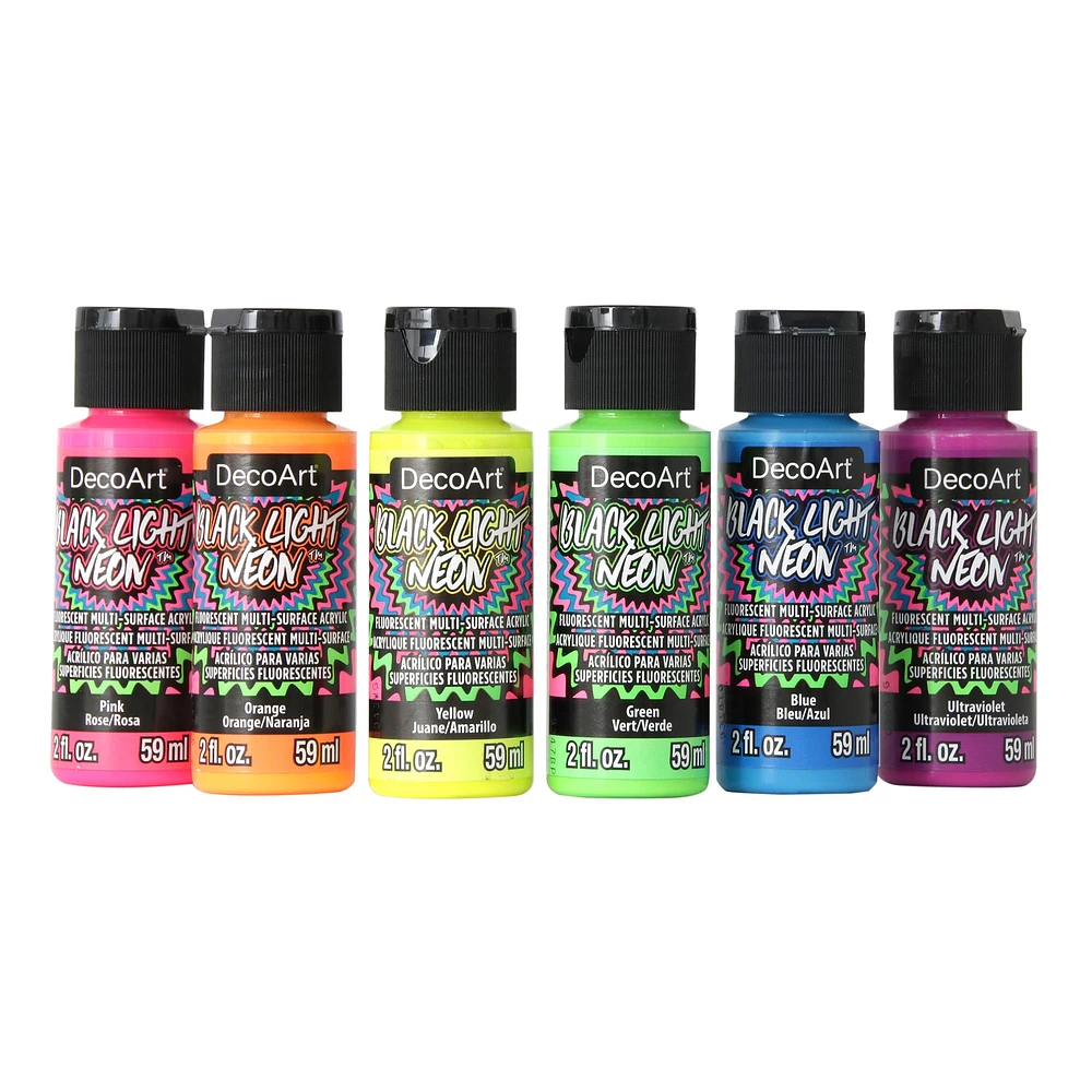 6-Piece Black Light Neon Acrylic Paint Set