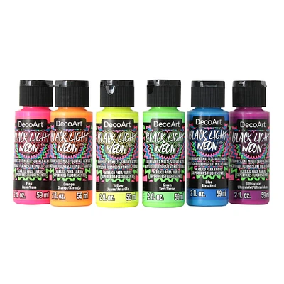 6-Piece Black Light Neon Acrylic Paint Set