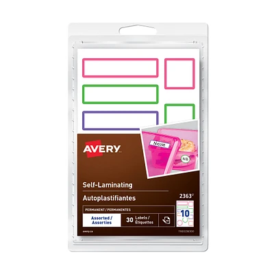 30-Pack Self-Laminating Labels - Neon