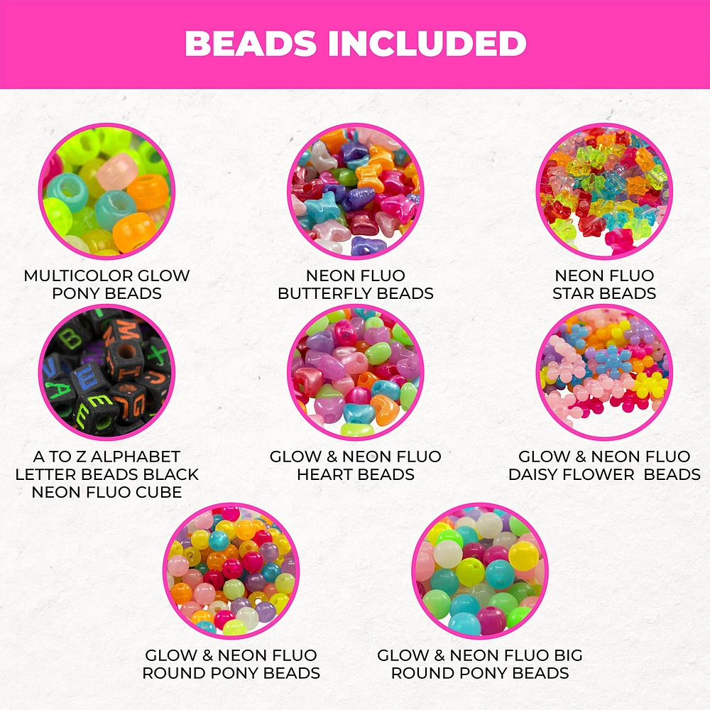 400-Pack Glow-in-the-Dark Beads - Neon