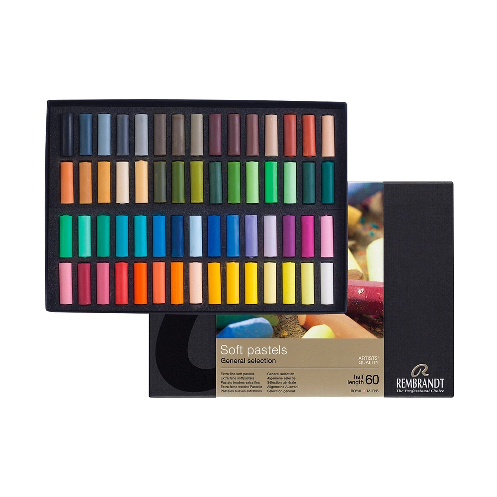 60-Piece Half Length Soft Pastel Set - General Selection