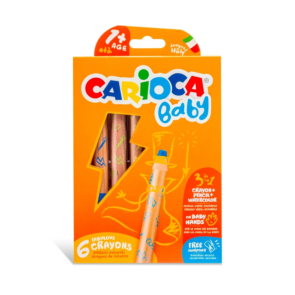 6-Pack 3-in-1 Baby Crayons