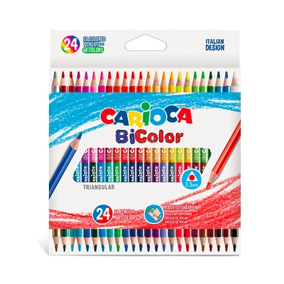 Ens. 24 crayons de couleur triangulaires BiColor