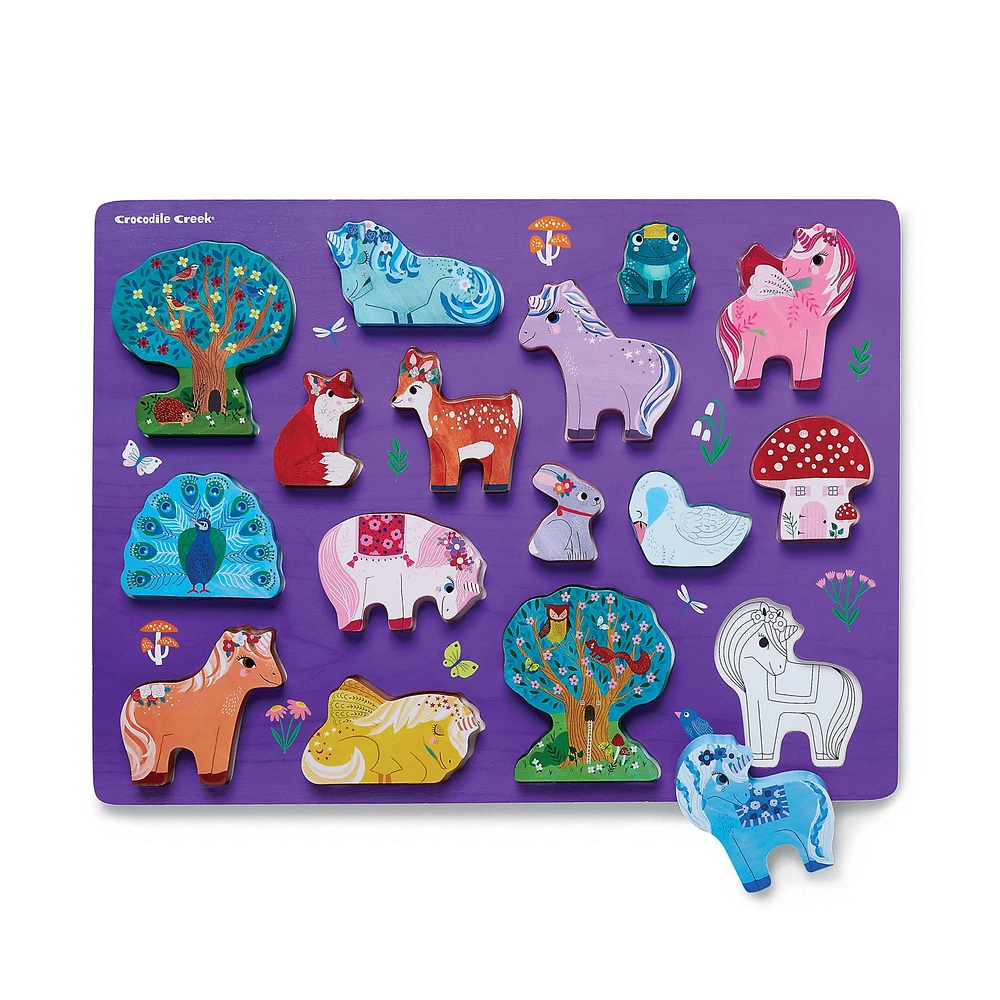 16-Piece Wood Puzzle - "Unicorn Garden"