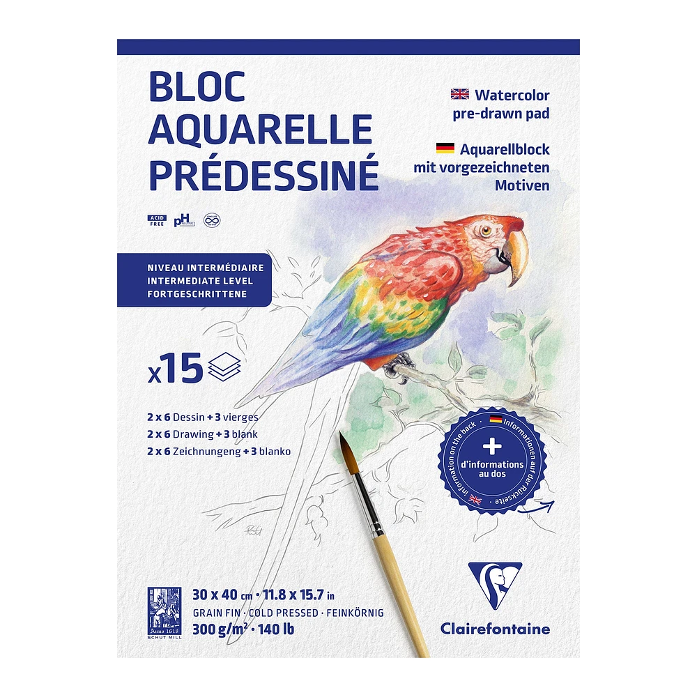 Bloc aquarelle prédessiné - animaux