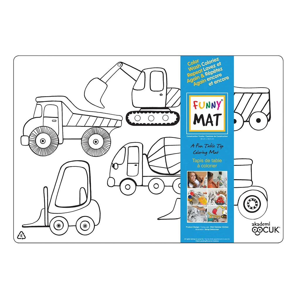 Funny Mat Colouring Placemat - Construction
