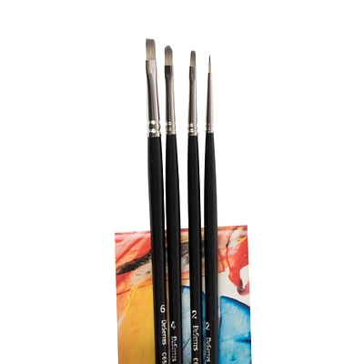 4-Piece Snow Synthetic Paintbrush Set - D