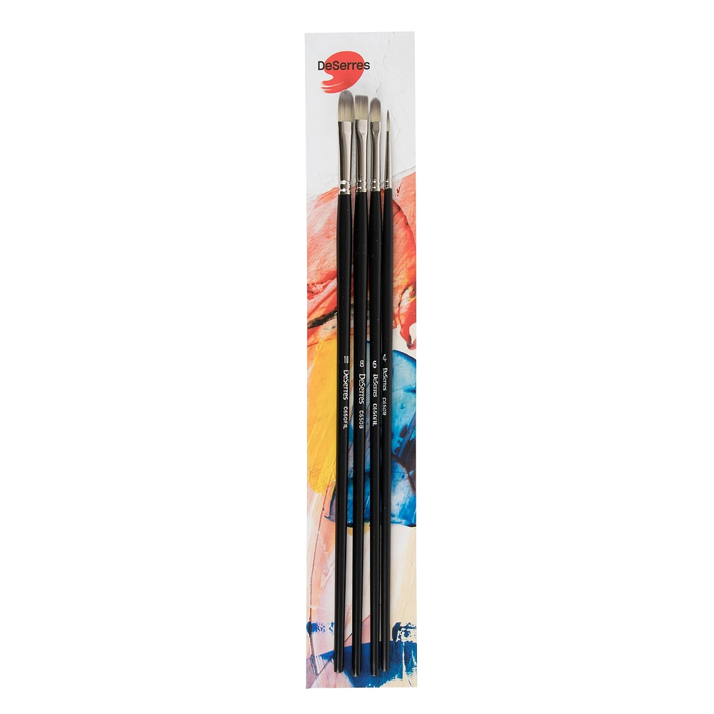 4-Piece Snow Synthetic Paintbrush Set - E