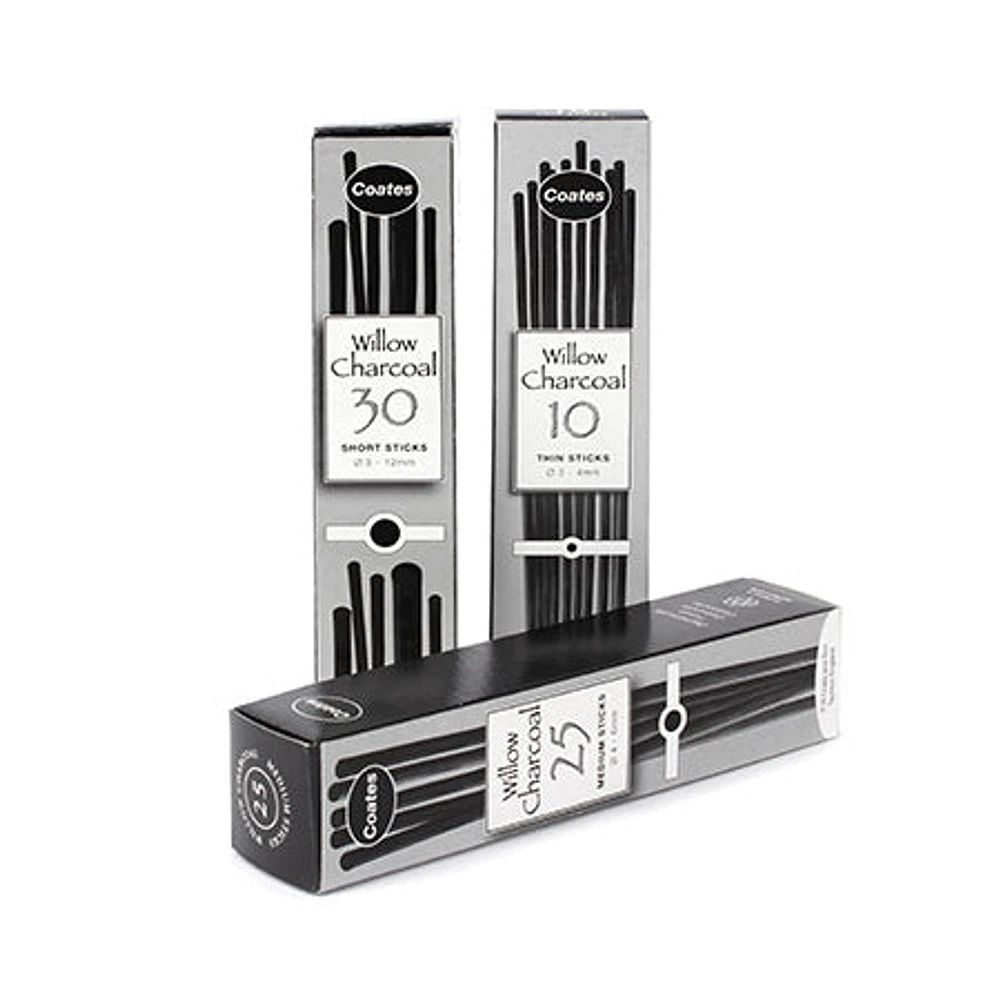 30-Pack Willow Charcoal Sticks - Assorted