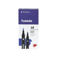 12-Pack Tuxedo Double-Ended Markers Set, Assorted Colours - Brush and Fine Tip