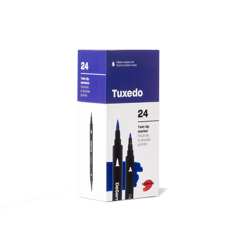 24-Pack Tuxedo Double-Ended Markers Set, Assorted Colours - Fine and Brush Tip