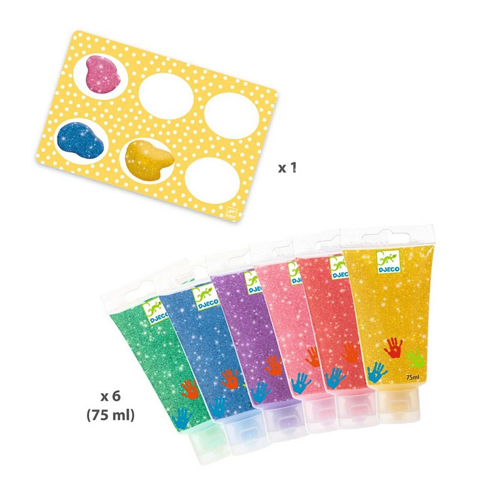 6-Pack Finger Paint Tubes - Glitter