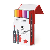 12-Pack Alto Markers Set, Basic Colours - Chisel and Fine Tip