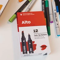 12-Pack Alto Markers Set, Basic Colours - Chisel and Fine Tip