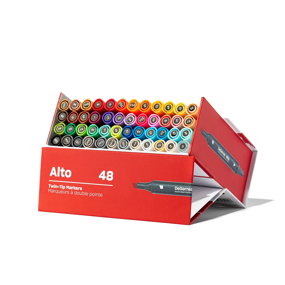 48-Pack Alto Double-Ended Markers Set, Basic Colours - Chisel and Fine Tip