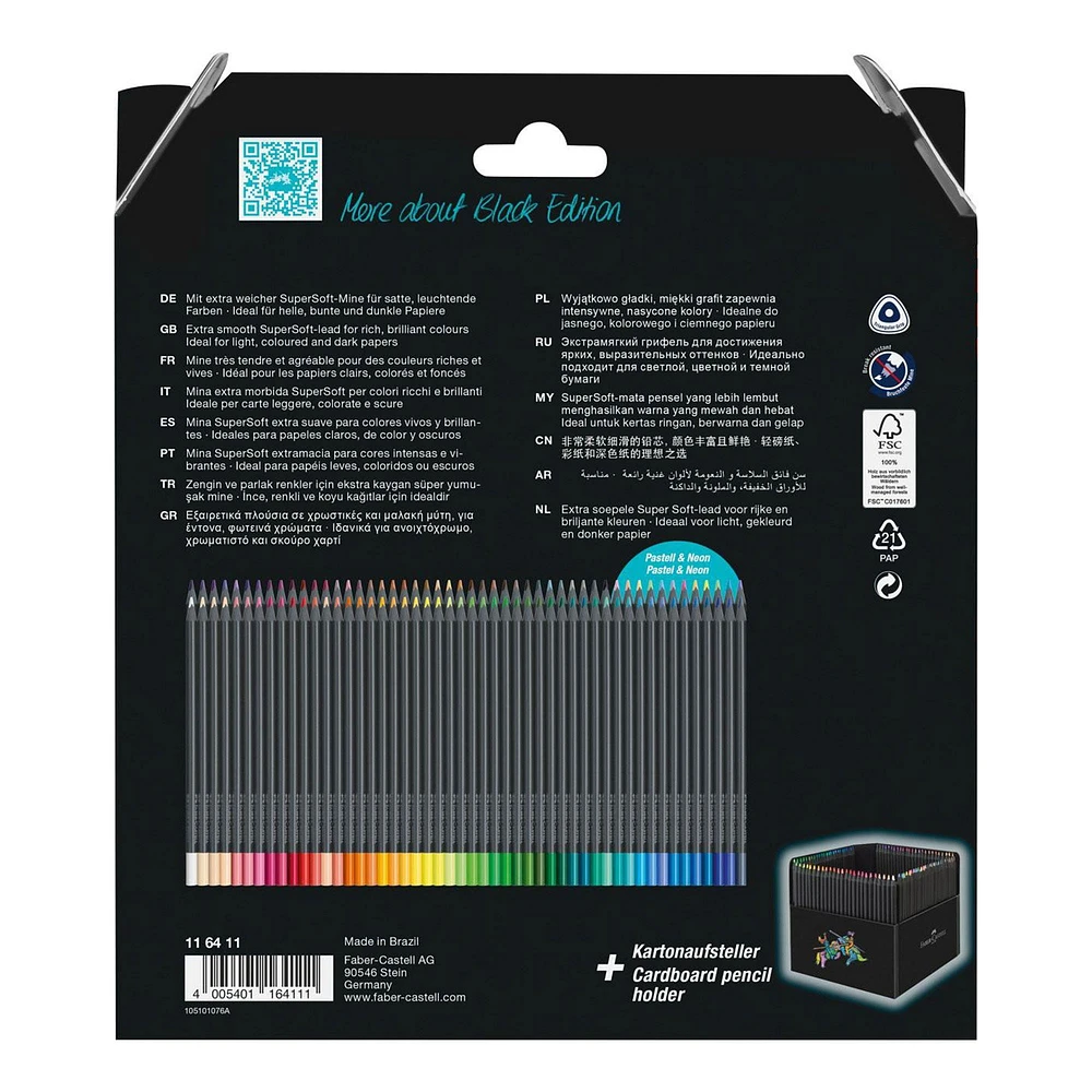 Ens. 50 crayons de couleur Black Edition