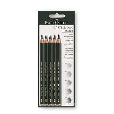 Ensemble de 5 crayons de graphite larges Castell 9000