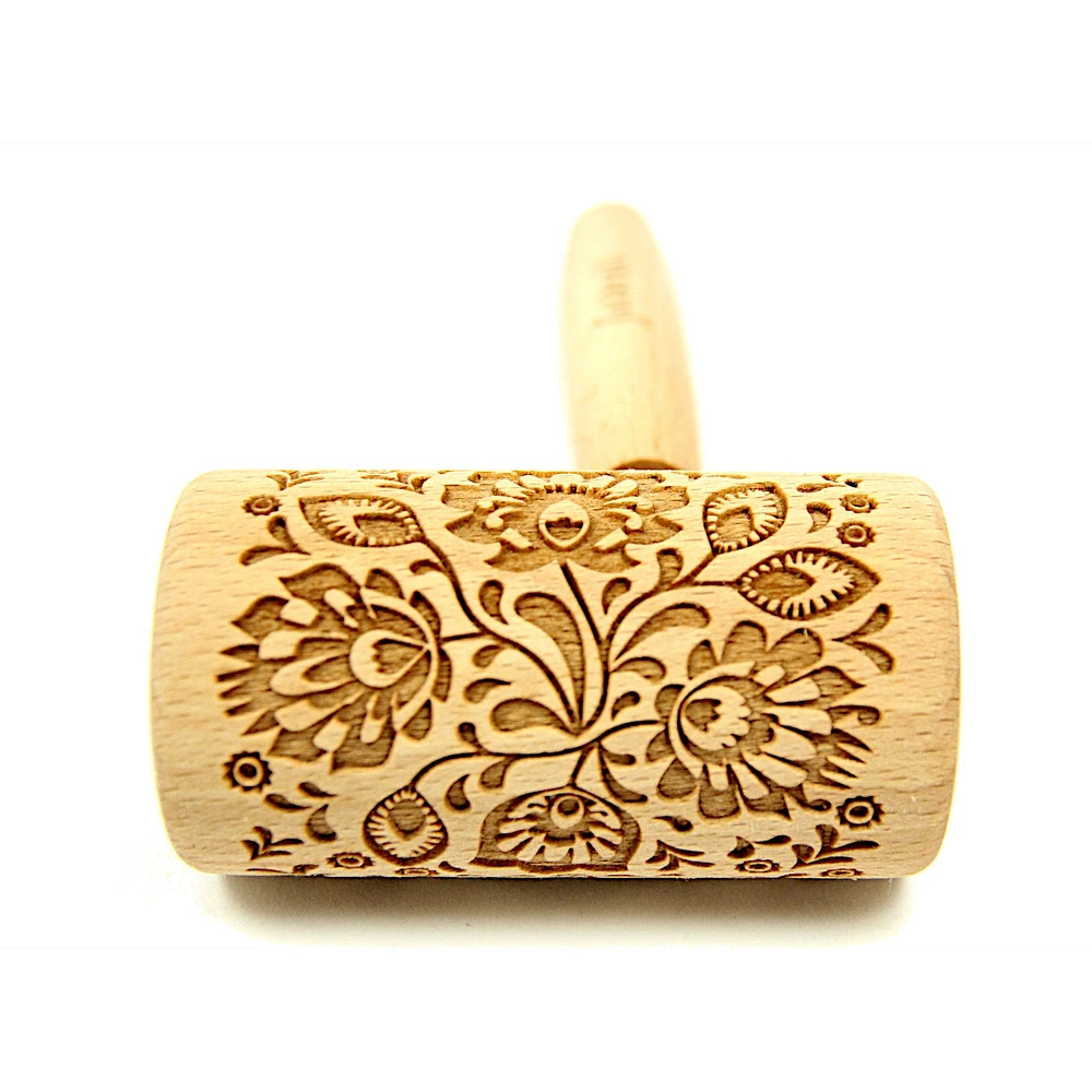 Mini Engraved Rolling Pin - Floral Folk