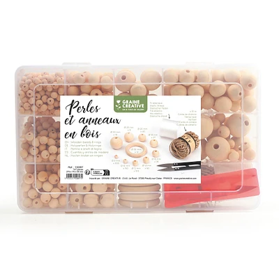 Coffret perles et anneaux en bois