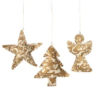 3-Pack Paper Ornaments - Tree, Angel & Star