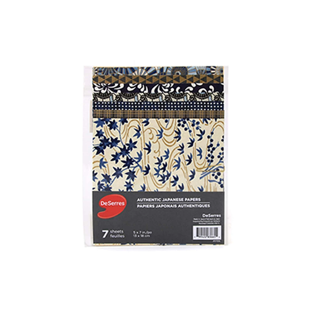 Ens.de 7 feuilles de papier japonais 5 x 5 – Bleu