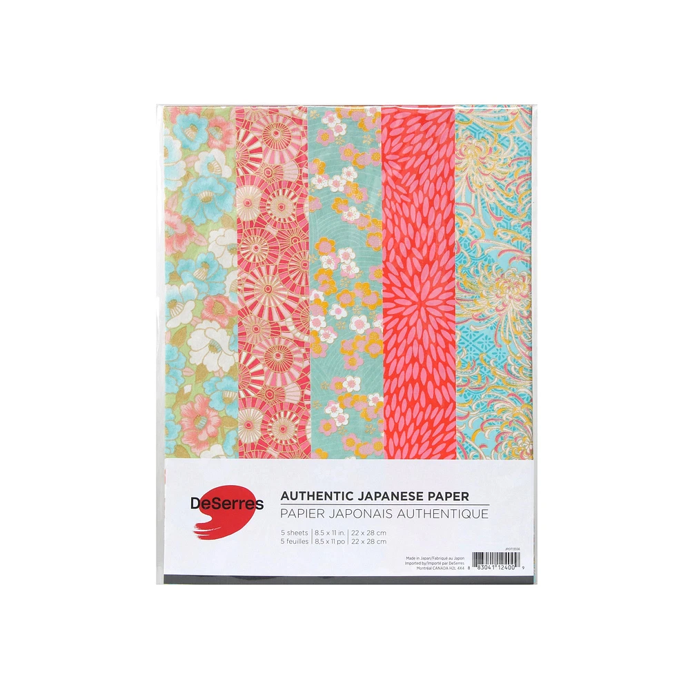 Pqt. 5 feuilles papier japonais authentique