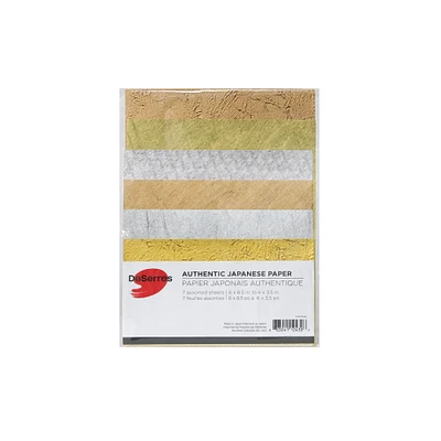 Pqt. 7 feuilles papier japonais authentique - métallique