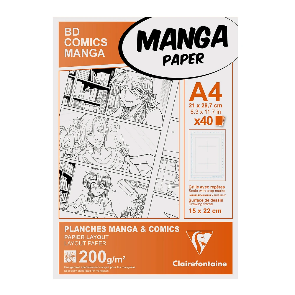 Papier layout manga - 40 feuilles, format A4