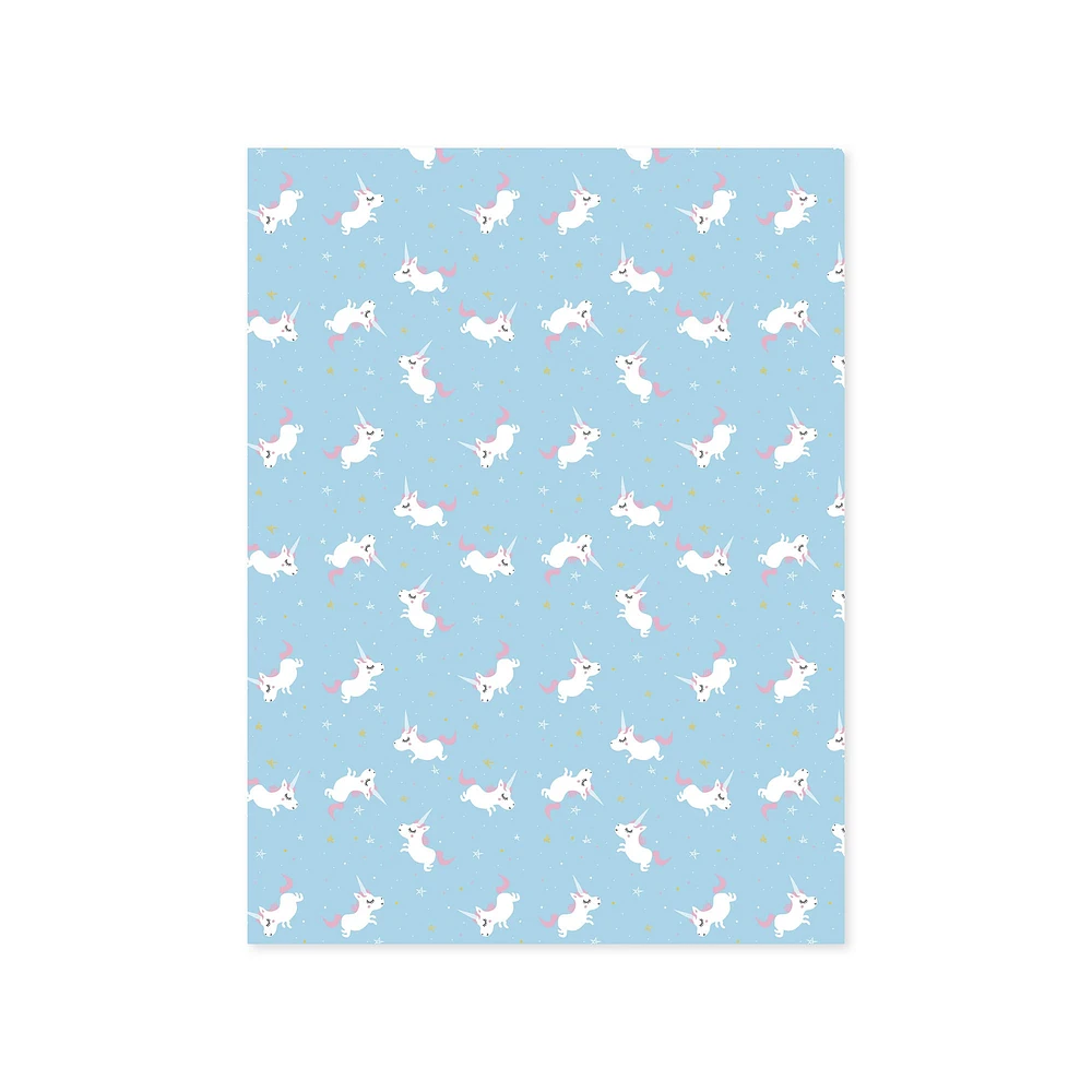 Printed Paper - Unicorns/Blue