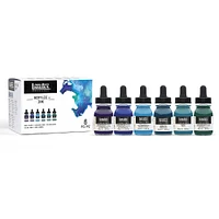 Ens. encres acryliques - couleurs aqua, 6 x 30 ml