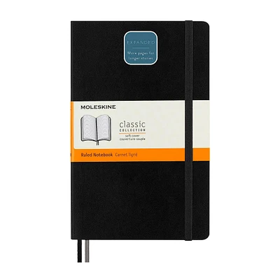 Grand carnet classique - noir, ligné, couverture souple