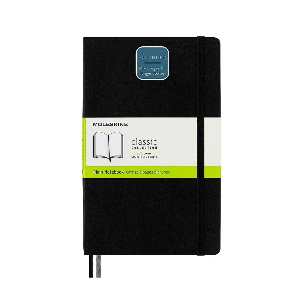 Large Classic Notebook - Black, Plain, Soft Cover