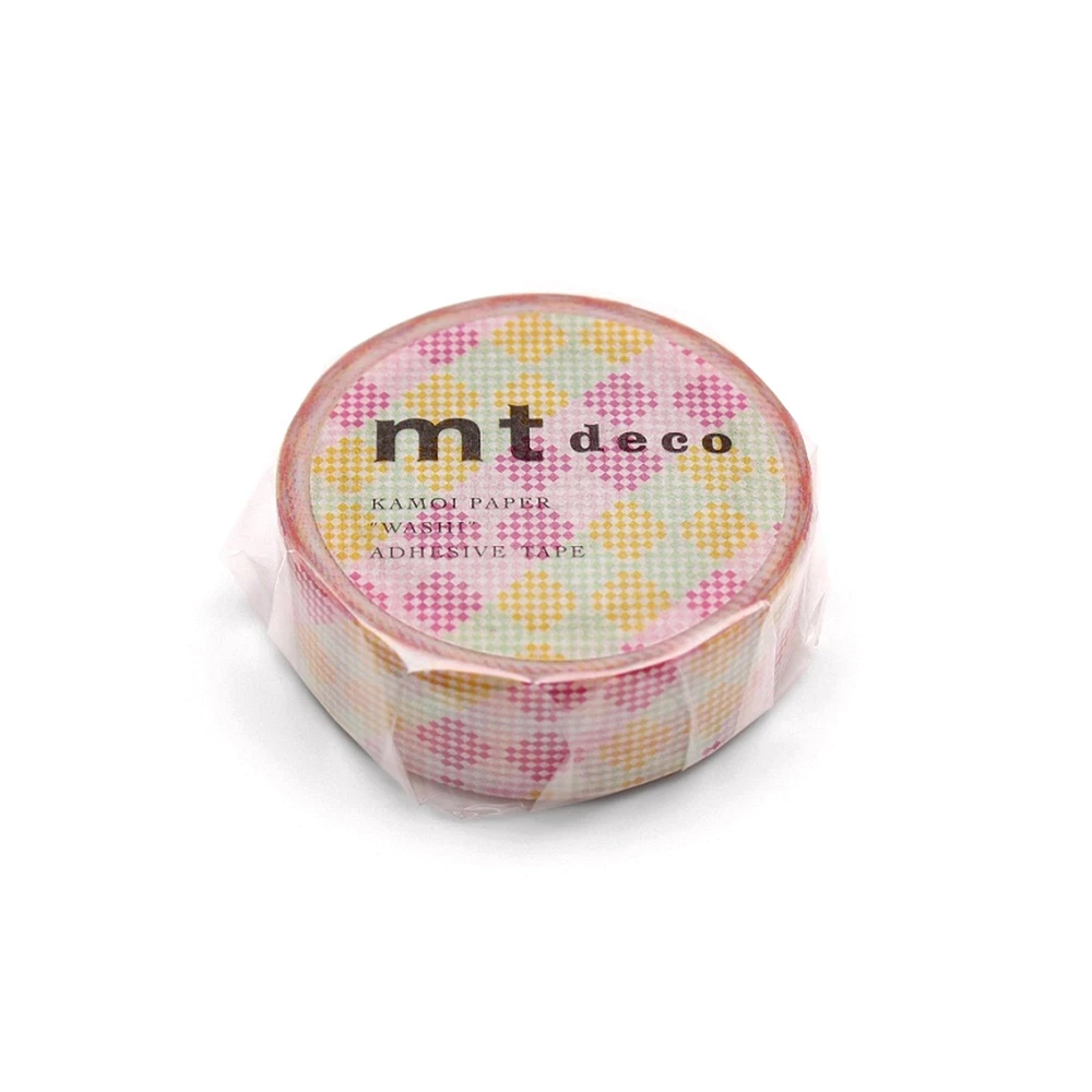 MT Washi Masking Tape - Checkers Stripe, Pink