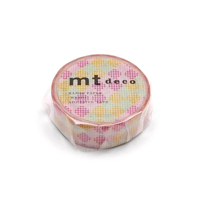 MT Washi Masking Tape - Checkers Stripe, Pink