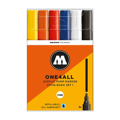 6-Pack One4All Markers - 227HS, 4 mm, Basic Set 1