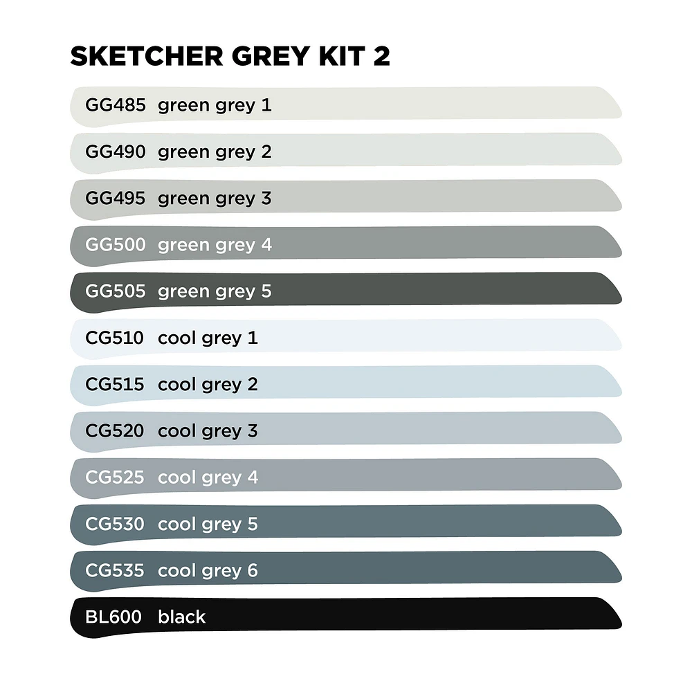 12-Pack Sketcher Markers - Main Grey #2 Set