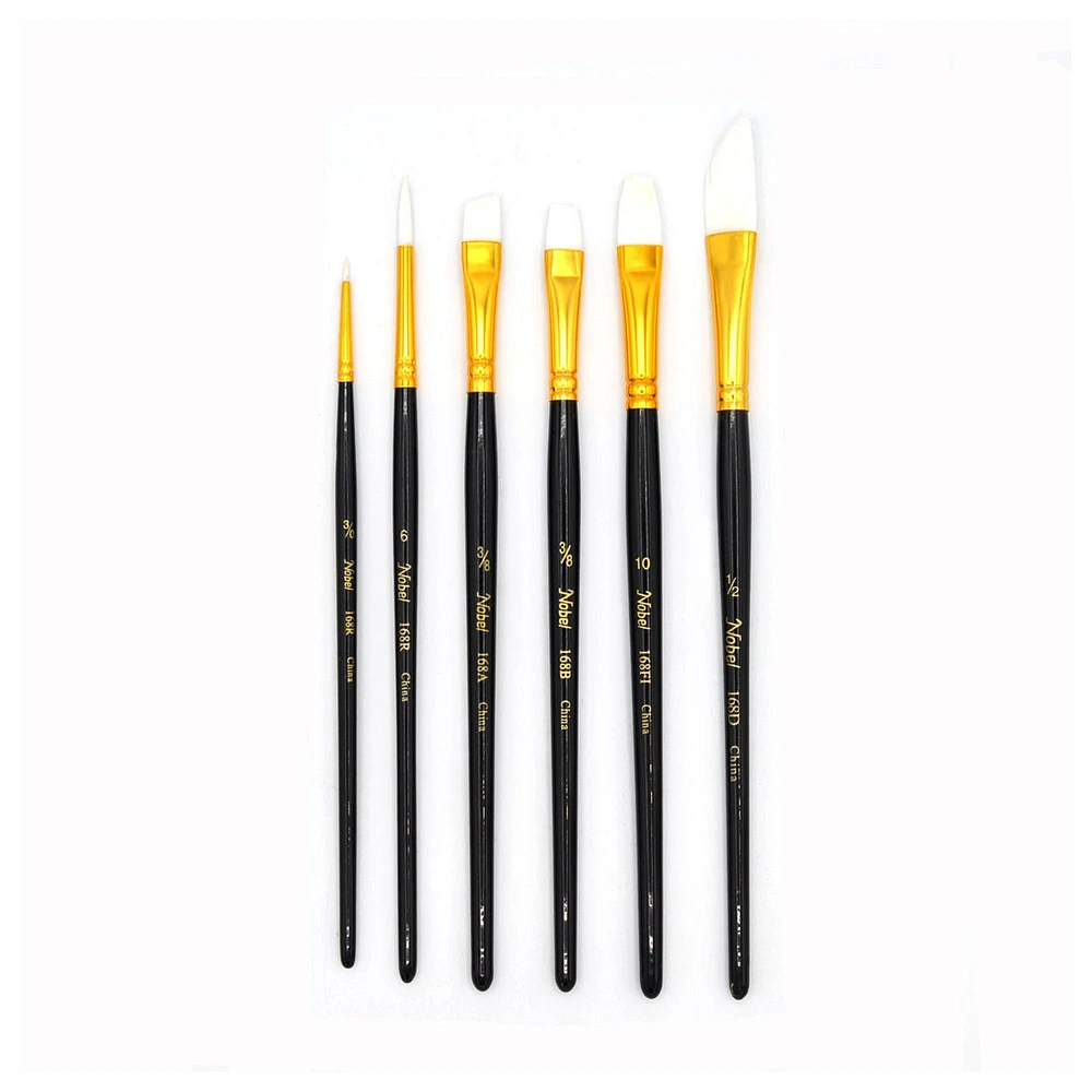 Assorted synthetic brushes, set of 6