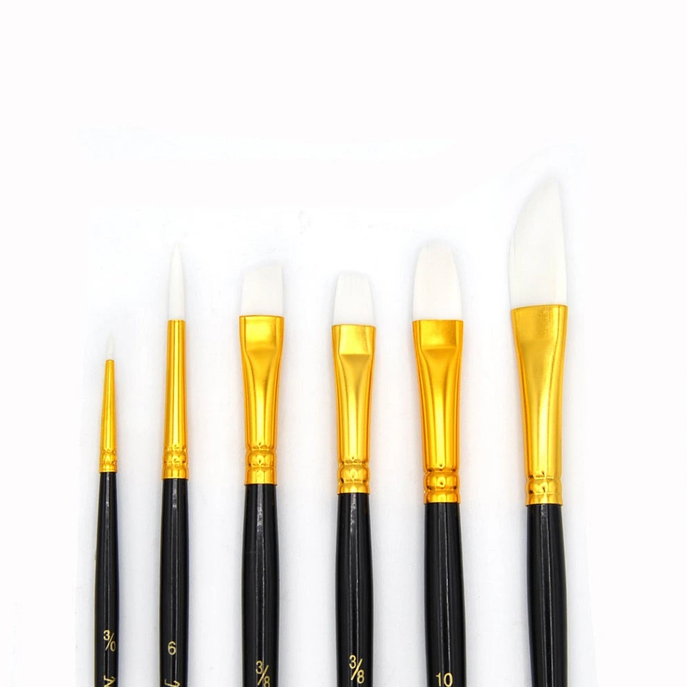 Assorted synthetic brushes, set of 6