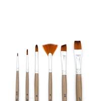 Assorted golden synthetic brushes, set of 6