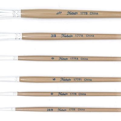 Assorted golden synthetic brushes, set of 6