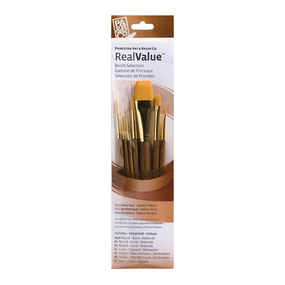 Piece Synthetic Gold Taklon Brush Set