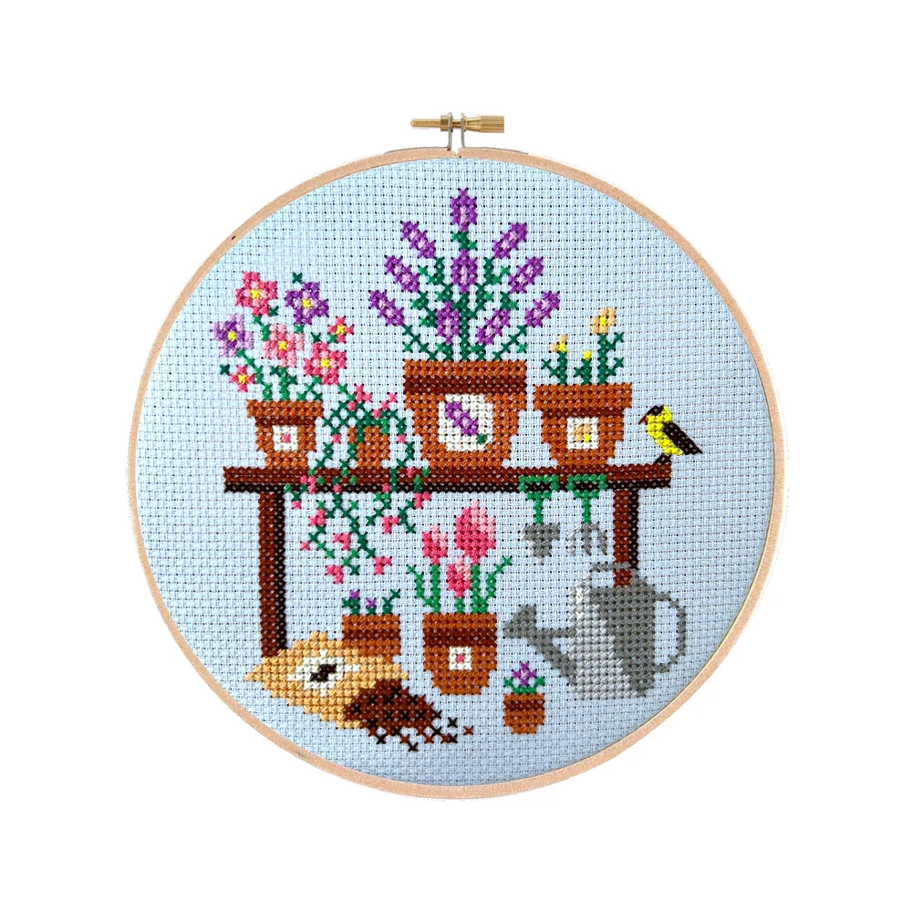 DIY Cross Stitch Kit - Potting Bench