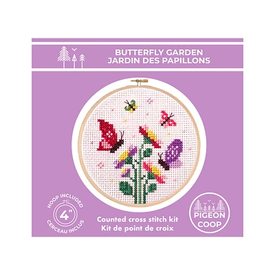 Kit point de croix DIY - jardin de papillons